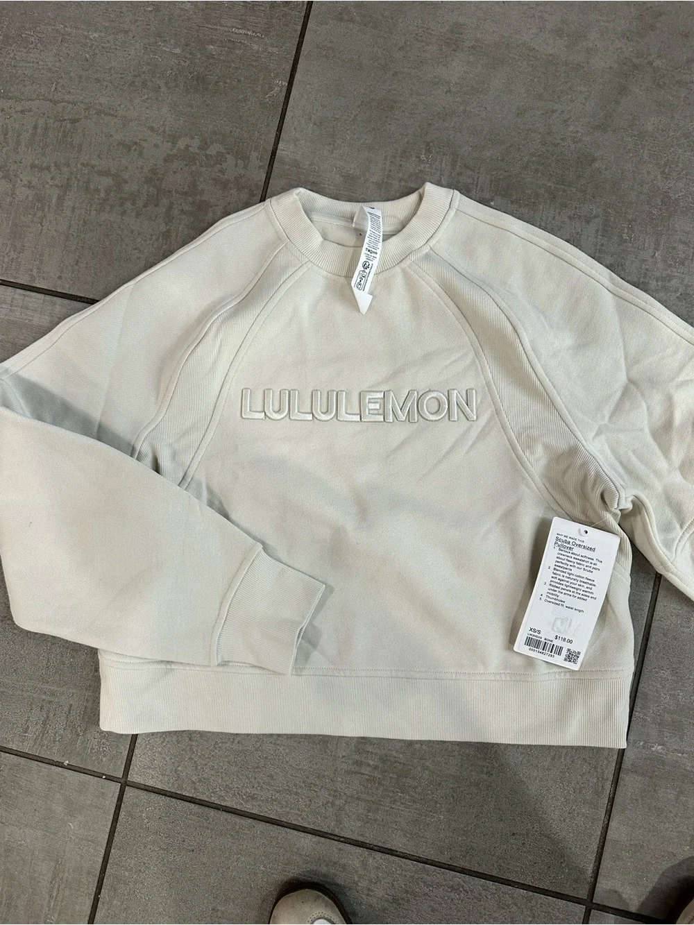 lululemon athletica Cream Embossed Logo Crewneck Sweatshirt - Picture 2 of 5